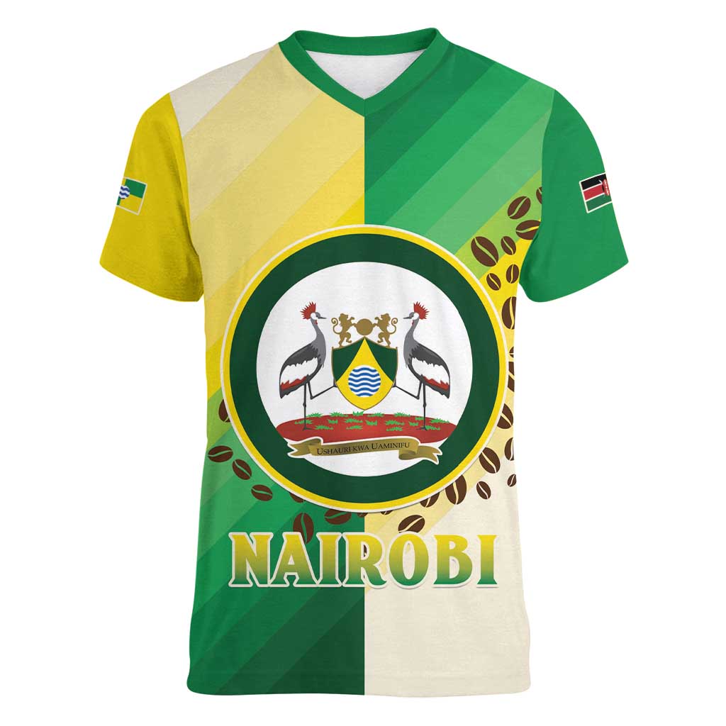 Personalised Nairobi Kenya Women V-Neck T-Shirt The Green City under the Sun
