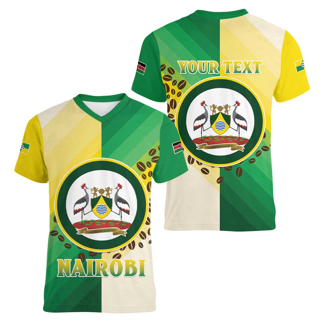 Personalised Nairobi Kenya Women V-Neck T-Shirt The Green City under the Sun