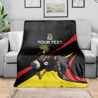 Uganda Rugby Custom Blanket Black Crowned Crane Mascot - Sporty Style