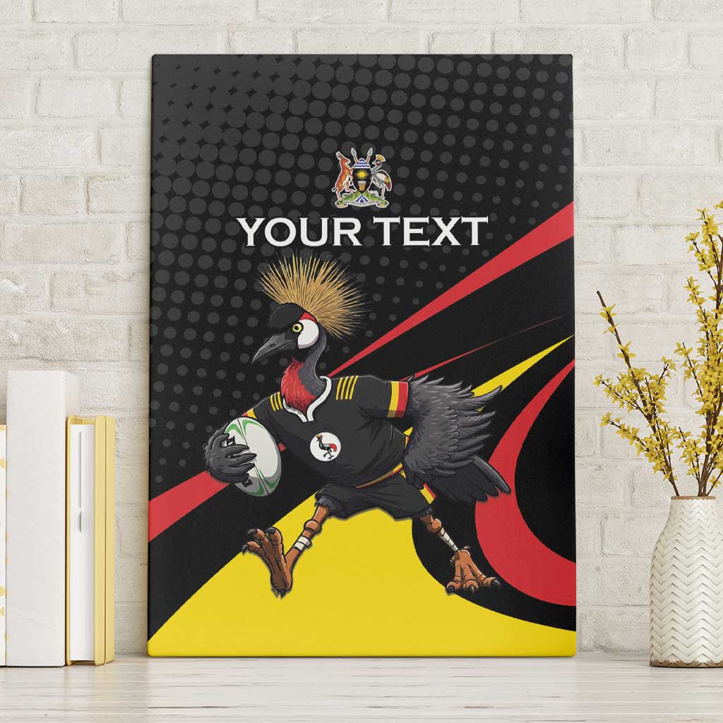 Uganda Rugby Custom Canvas Wall Art Black Crowned Crane Mascot - Sporty Style