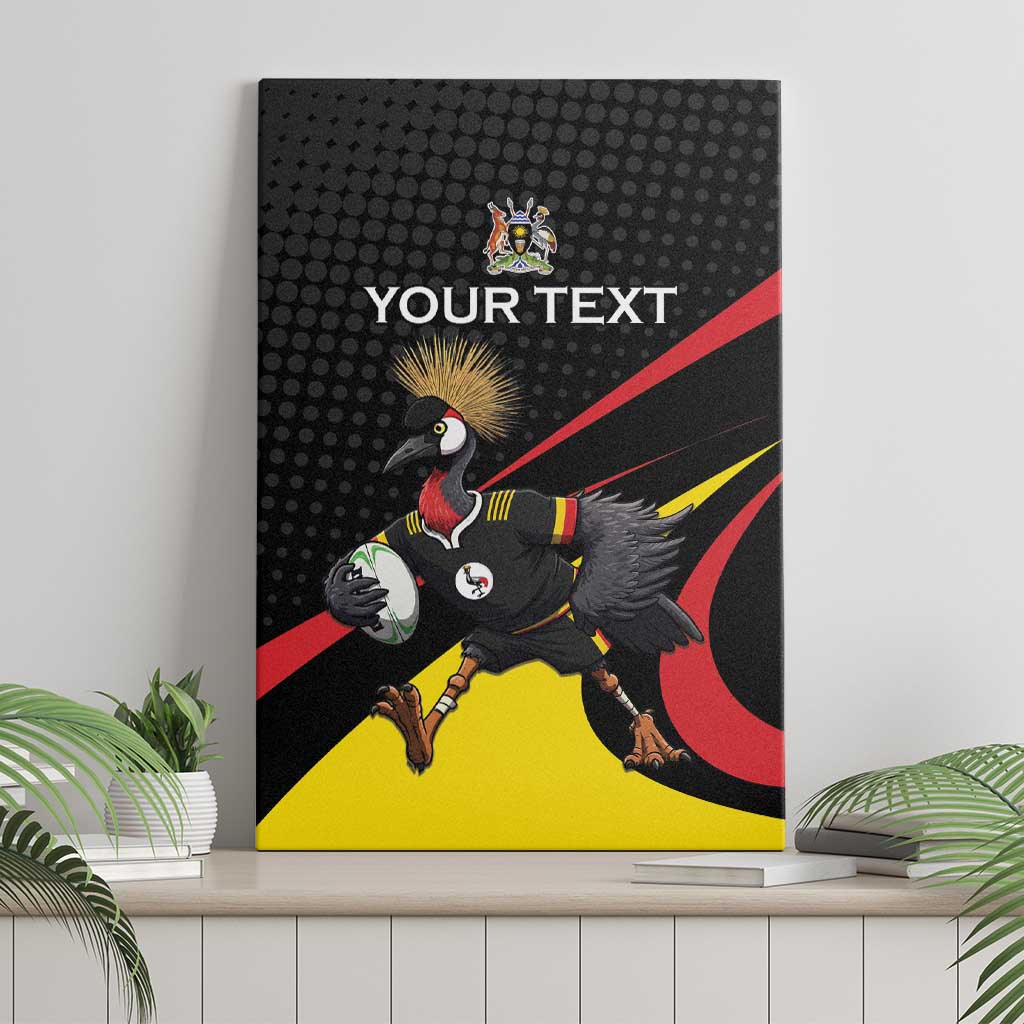 Uganda Rugby Custom Canvas Wall Art Black Crowned Crane Mascot - Sporty Style
