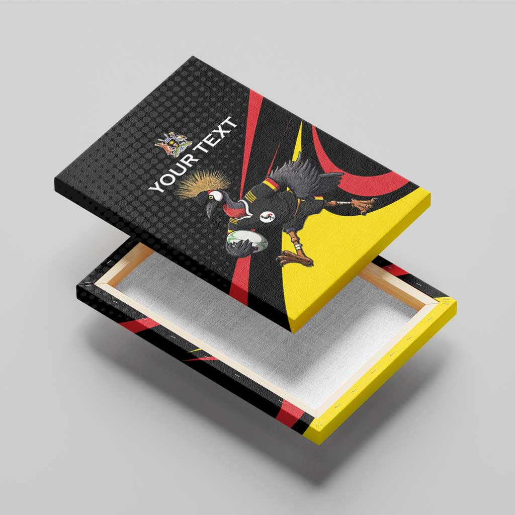 Uganda Rugby Custom Canvas Wall Art Black Crowned Crane Mascot - Sporty Style