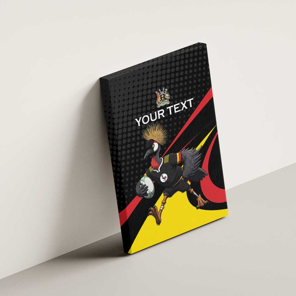 Uganda Rugby Custom Canvas Wall Art Black Crowned Crane Mascot - Sporty Style