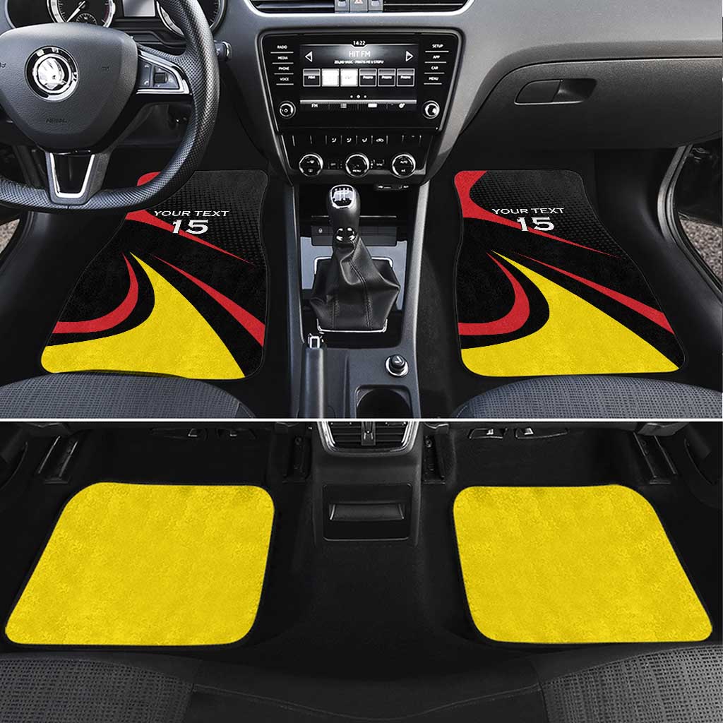 Uganda Rugby Custom Car Mats Black Crowned Crane Mascot - Sporty Style