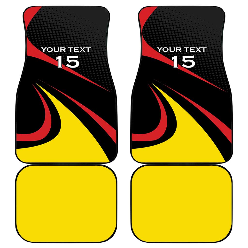 Uganda Rugby Custom Car Mats Black Crowned Crane Mascot - Sporty Style