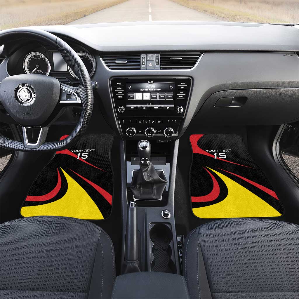 Uganda Rugby Custom Car Mats Black Crowned Crane Mascot - Sporty Style