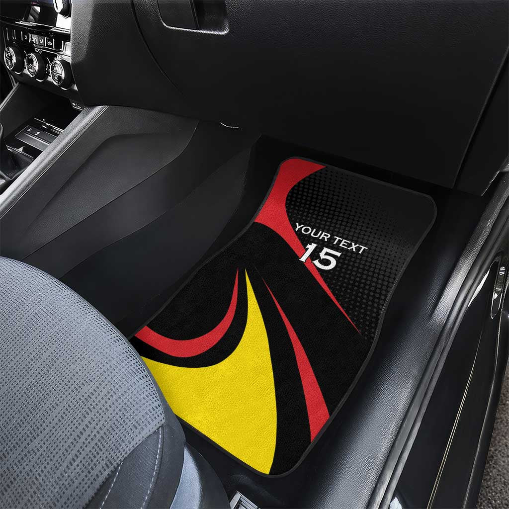 Uganda Rugby Custom Car Mats Black Crowned Crane Mascot - Sporty Style