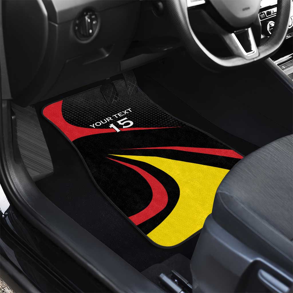 Uganda Rugby Custom Car Mats Black Crowned Crane Mascot - Sporty Style