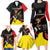 Uganda Rugby Custom Family Matching Long Sleeve Bodycon Dress and Hawaiian Shirt Black Crowned Crane Mascot - Sporty Style