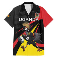 Uganda Rugby Custom Family Matching Mermaid Dress and Hawaiian Shirt Black Crowned Crane Mascot - Sporty Style
