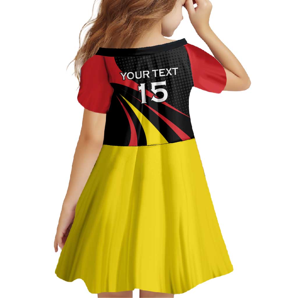 Uganda Rugby Custom Family Matching Off Shoulder Maxi Dress and Hawaiian Shirt Black Crowned Crane Mascot - Sporty Style