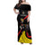 Uganda Rugby Custom Family Matching Off Shoulder Maxi Dress and Hawaiian Shirt Black Crowned Crane Mascot - Sporty Style