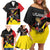 Uganda Rugby Custom Family Matching Off Shoulder Short Dress and Hawaiian Shirt Black Crowned Crane Mascot - Sporty Style