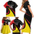 Uganda Rugby Custom Family Matching Short Sleeve Bodycon Dress and Hawaiian Shirt Black Crowned Crane Mascot - Sporty Style