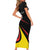 Uganda Rugby Custom Family Matching Short Sleeve Bodycon Dress and Hawaiian Shirt Black Crowned Crane Mascot - Sporty Style