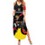 Uganda Rugby Custom Family Matching Summer Maxi Dress and Hawaiian Shirt Black Crowned Crane Mascot - Sporty Style