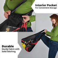 Uganda Rugby Custom Grocery Bag Black Crowned Crane Mascot - Sporty Style