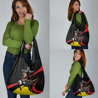 Uganda Rugby Custom Grocery Bag Black Crowned Crane Mascot - Sporty Style