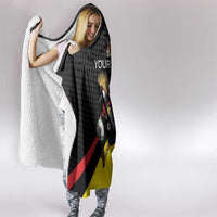 Uganda Rugby Custom Hooded Blanket Black Crowned Crane Mascot - Sporty Style