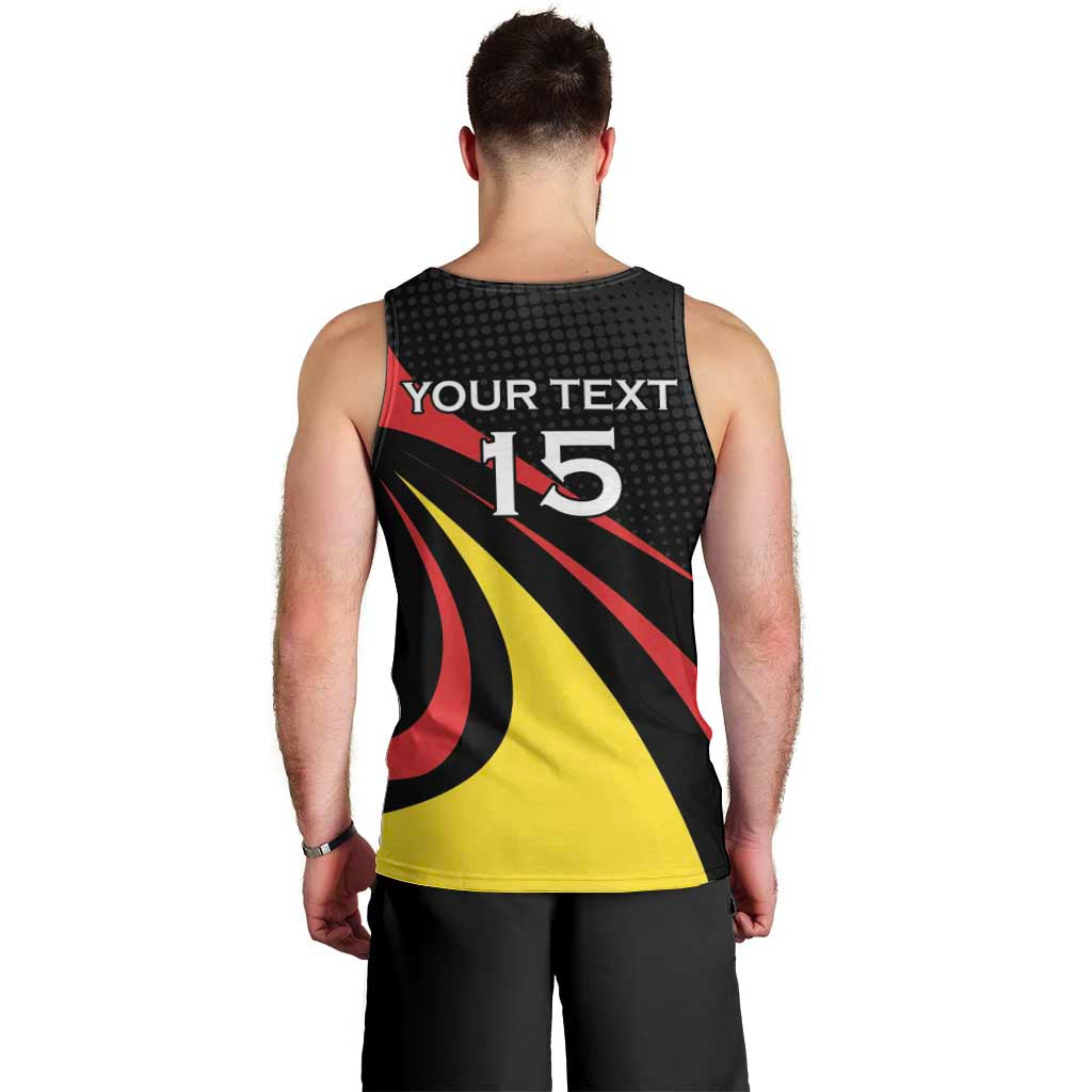 Uganda Rugby Custom Men Tank Top Black Crowned Crane Mascot - Sporty Style