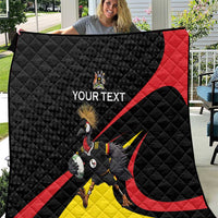 Uganda Rugby Custom Quilt Black Crowned Crane Mascot - Sporty Style