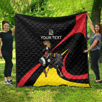 Uganda Rugby Custom Quilt Black Crowned Crane Mascot - Sporty Style