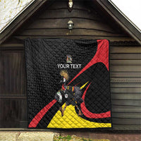 Uganda Rugby Custom Quilt Black Crowned Crane Mascot - Sporty Style