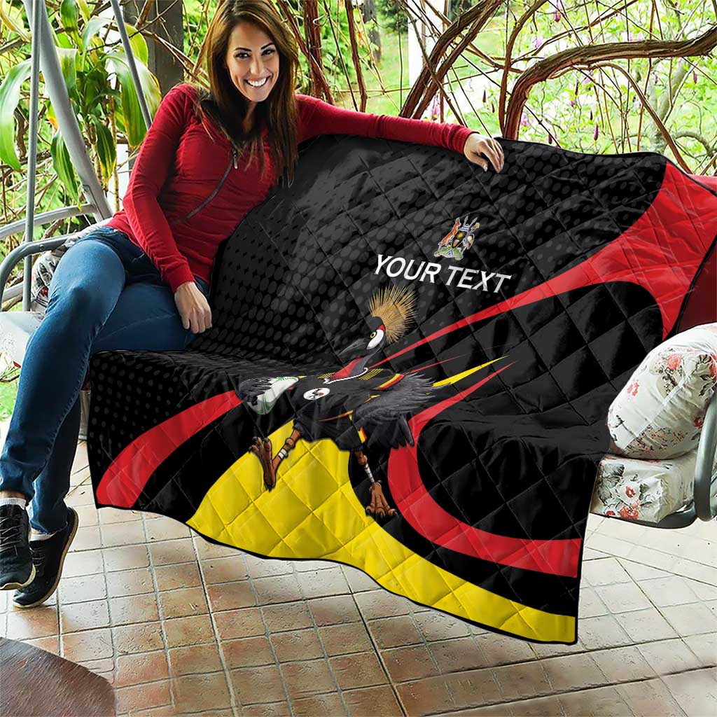 Uganda Rugby Custom Quilt Black Crowned Crane Mascot - Sporty Style