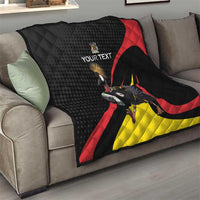 Uganda Rugby Custom Quilt Black Crowned Crane Mascot - Sporty Style