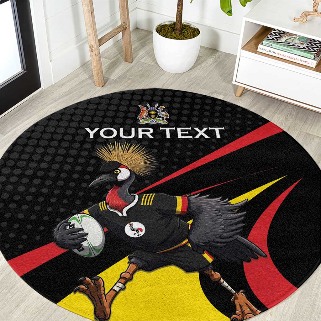 Uganda Rugby Custom Round Carpet Black Crowned Crane Mascot - Sporty Style