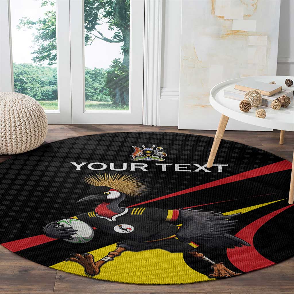 Uganda Rugby Custom Round Carpet Black Crowned Crane Mascot - Sporty Style