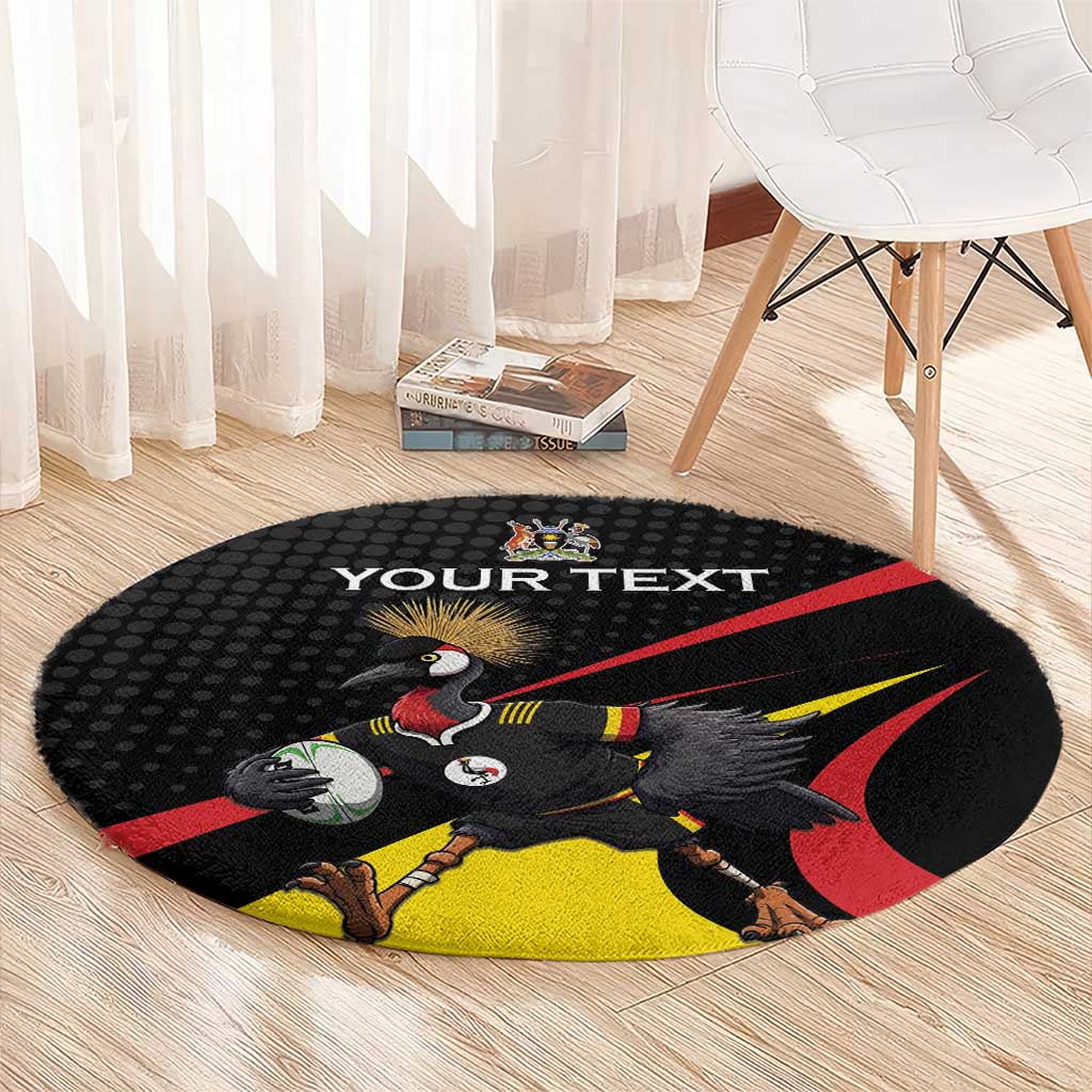 Uganda Rugby Custom Round Carpet Black Crowned Crane Mascot - Sporty Style
