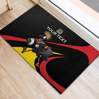 Uganda Rugby Custom Rubber Doormat Black Crowned Crane Mascot - Sporty Style