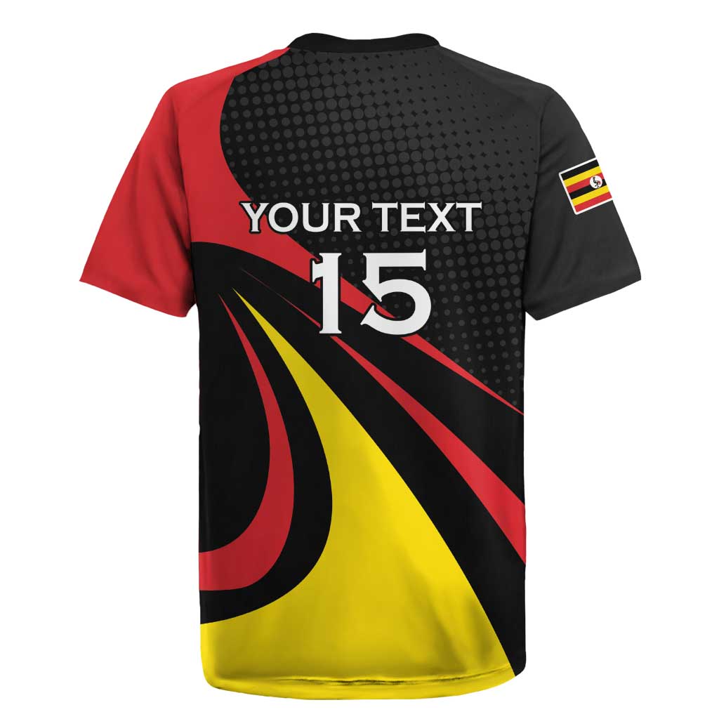 Uganda Rugby Custom Rugby Jersey Black Crowned Crane Mascot - Sporty Style