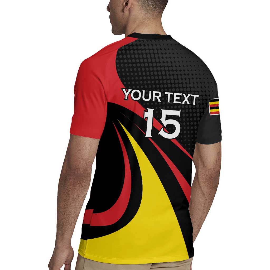 Uganda Rugby Custom Rugby Jersey Black Crowned Crane Mascot - Sporty Style