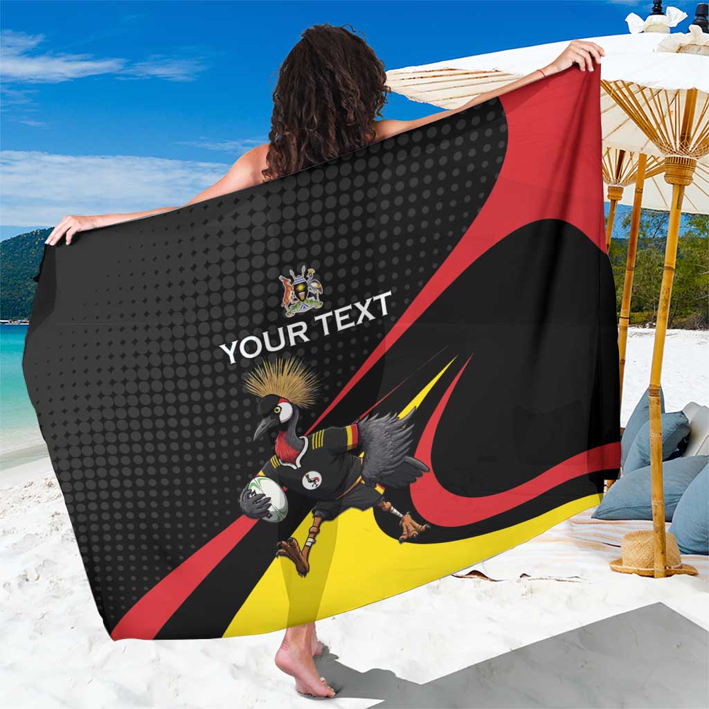 Uganda Rugby Custom Sarong Black Crowned Crane Mascot - Sporty Style