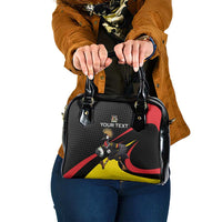 Uganda Rugby Custom Shoulder Handbag Black Crowned Crane Mascot - Sporty Style