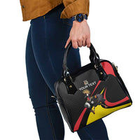 Uganda Rugby Custom Shoulder Handbag Black Crowned Crane Mascot - Sporty Style