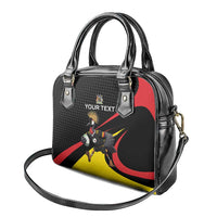 Uganda Rugby Custom Shoulder Handbag Black Crowned Crane Mascot - Sporty Style