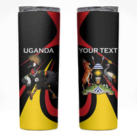 Uganda Rugby Custom Skinny Tumbler Black Crowned Crane Mascot - Sporty Style