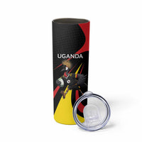 Uganda Rugby Custom Skinny Tumbler Black Crowned Crane Mascot - Sporty Style