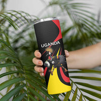 Uganda Rugby Custom Skinny Tumbler Black Crowned Crane Mascot - Sporty Style