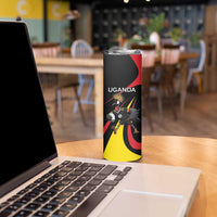 Uganda Rugby Custom Skinny Tumbler Black Crowned Crane Mascot - Sporty Style