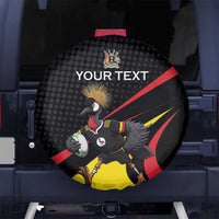 Uganda Rugby Custom Spare Tire Cover Black Crowned Crane Mascot - Sporty Style
