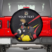 Uganda Rugby Custom Spare Tire Cover Black Crowned Crane Mascot - Sporty Style