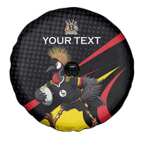 Uganda Rugby Custom Spare Tire Cover Black Crowned Crane Mascot - Sporty Style