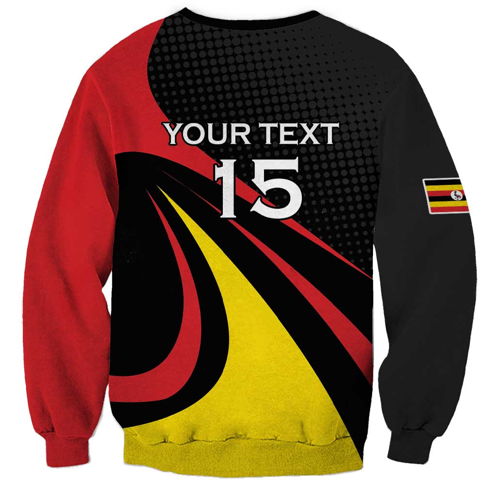 Uganda Rugby Custom Sweatshirt Black Crowned Crane Mascot - Sporty Style