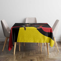 Uganda Rugby Custom Tablecloth Black Crowned Crane Mascot - Sporty Style