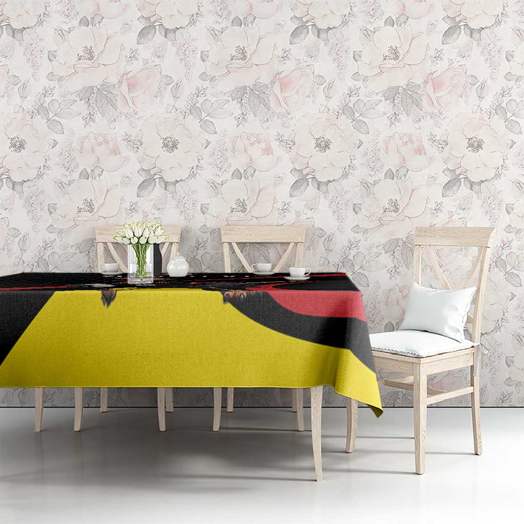 Uganda Rugby Custom Tablecloth Black Crowned Crane Mascot - Sporty Style