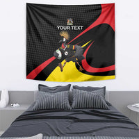 Uganda Rugby Custom Tapestry Black Crowned Crane Mascot - Sporty Style